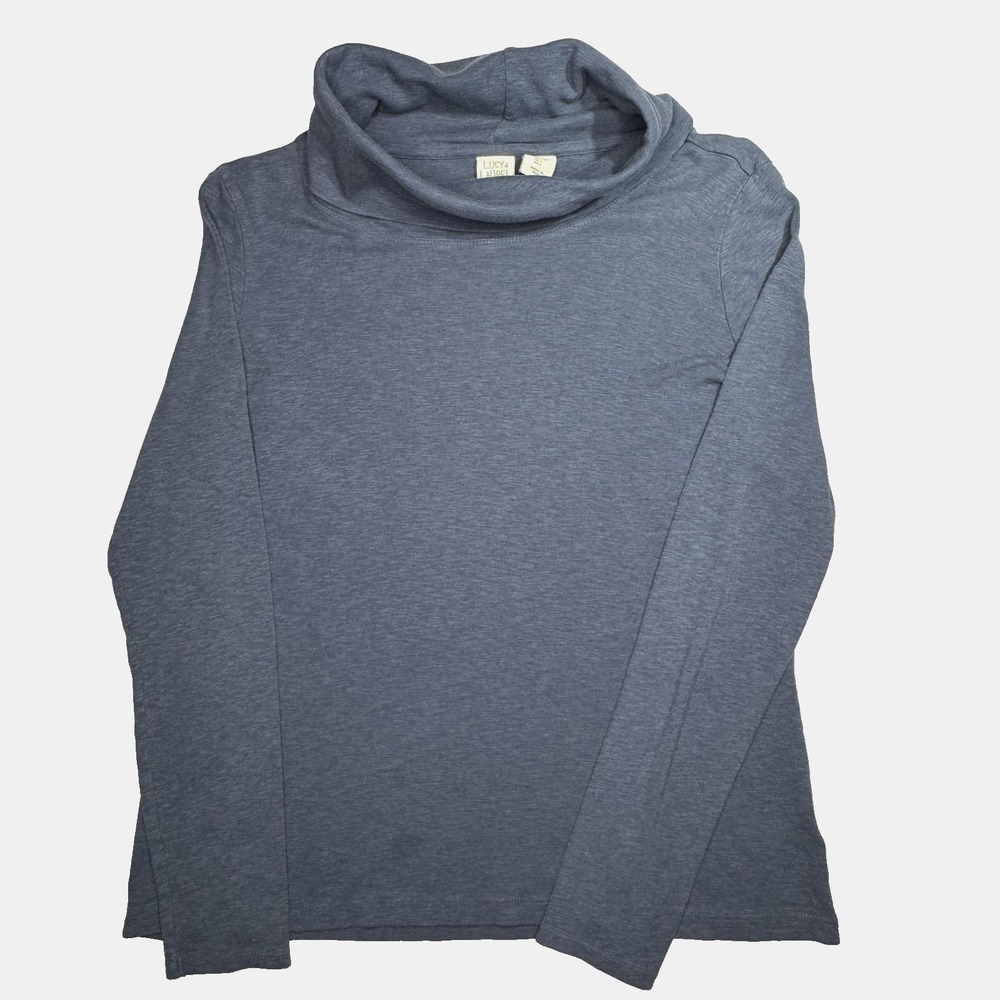 Lucy & Laurel Shirt Womens Large Blue Cowl Neck Long Sleeve Lightweight Knit